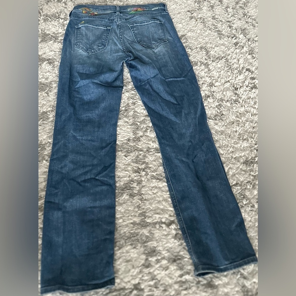 MOTHER Mid Rise Dazzler Ankle Jeans Embroidered Denim 25 Rare - Picture 16 of 16